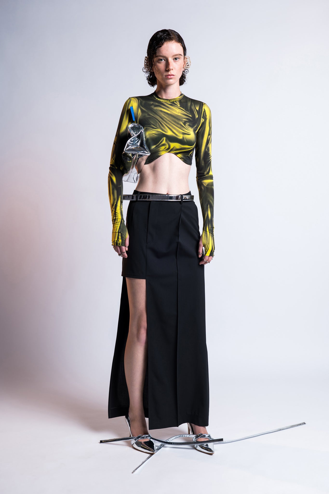 Asymmetric tailored maxi skirt