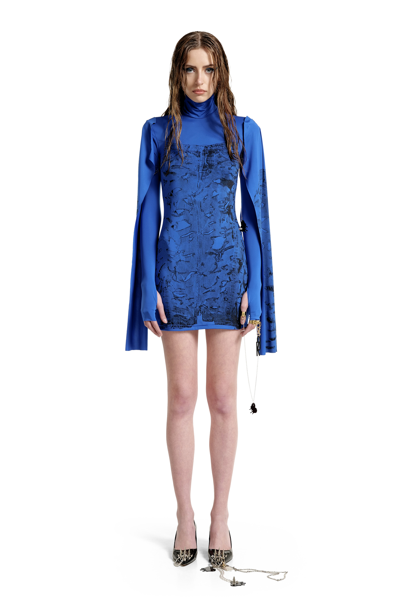 Denim Print Mini Dress