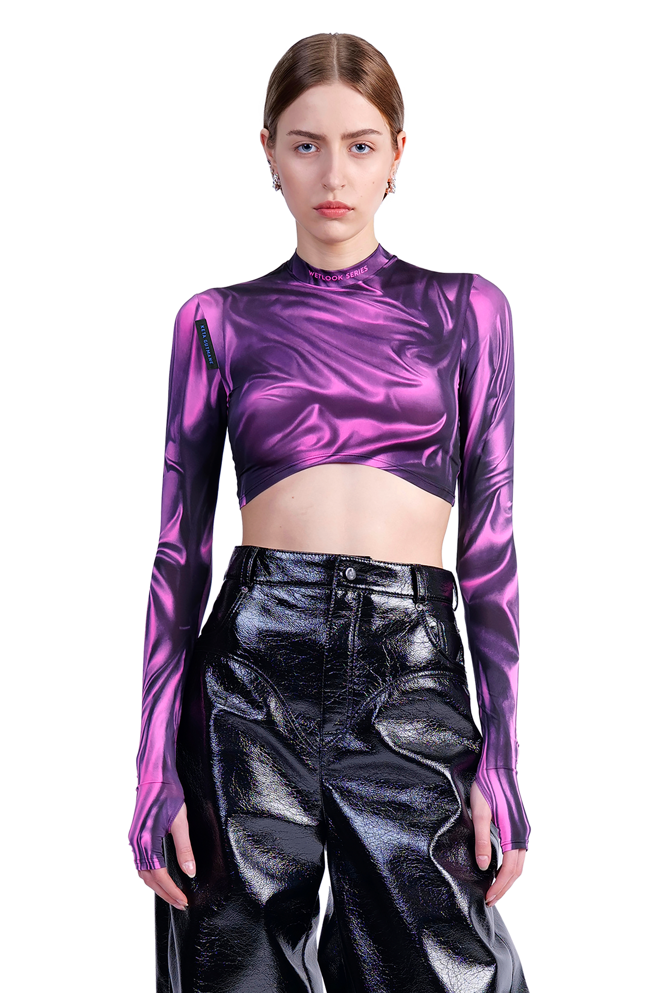 Cropped Pink Wetlook top