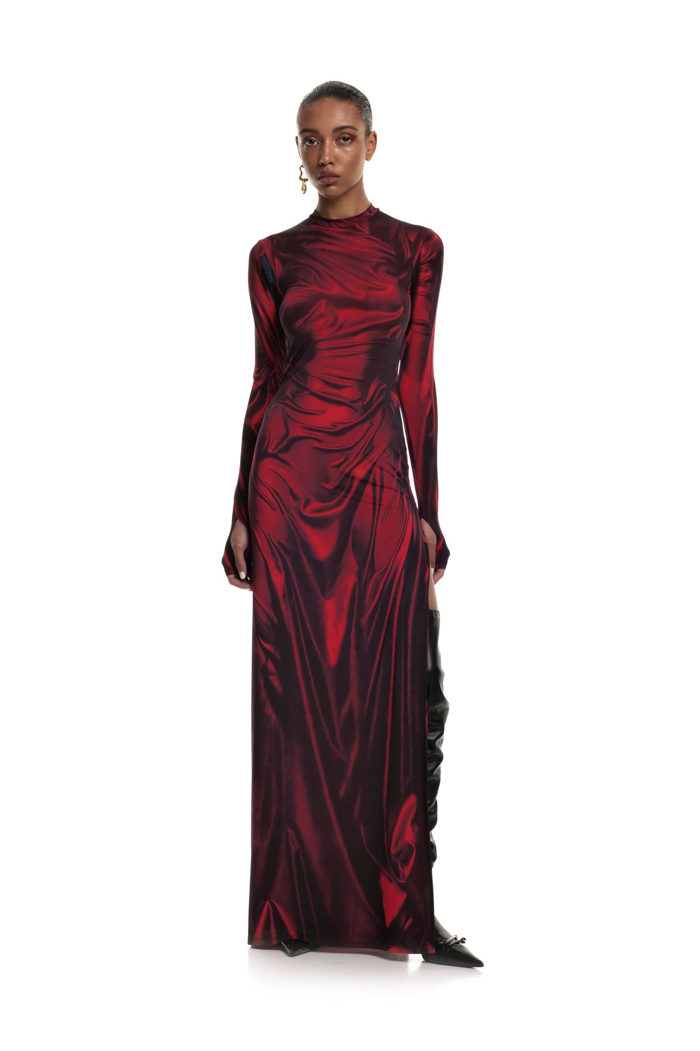 Red Wetlook Maxi Dress