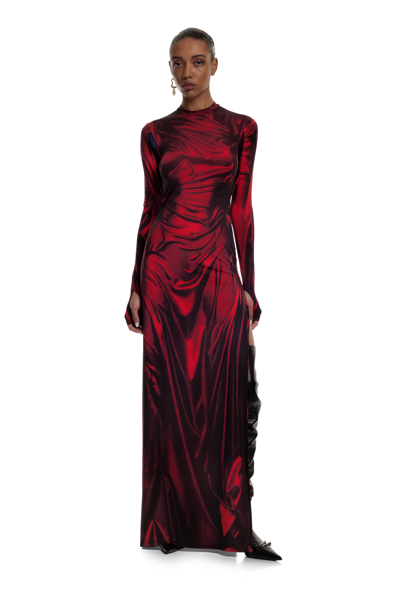 Red Wetlook Maxi Dress