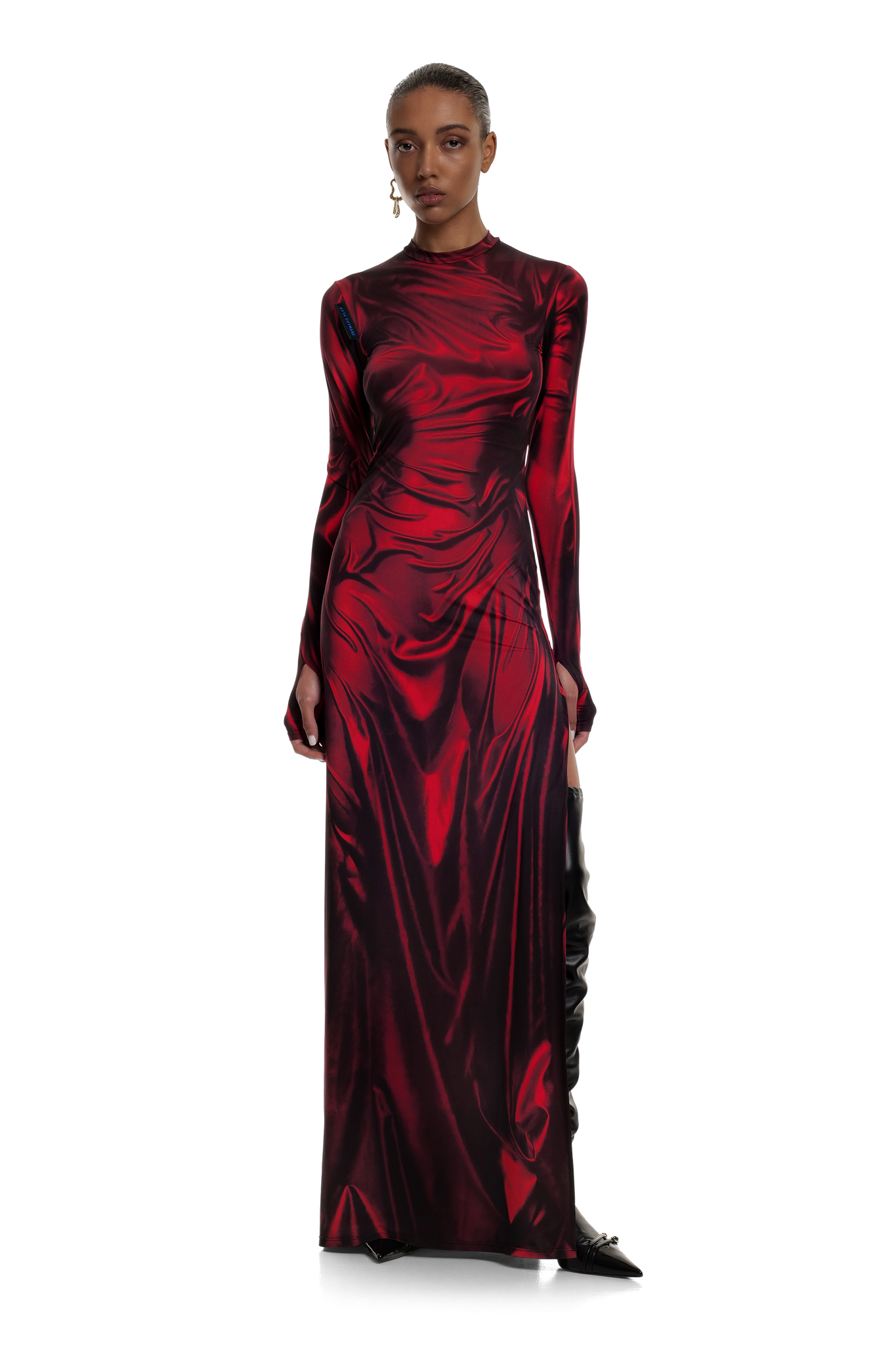 Red Wetlook Maxi Dress