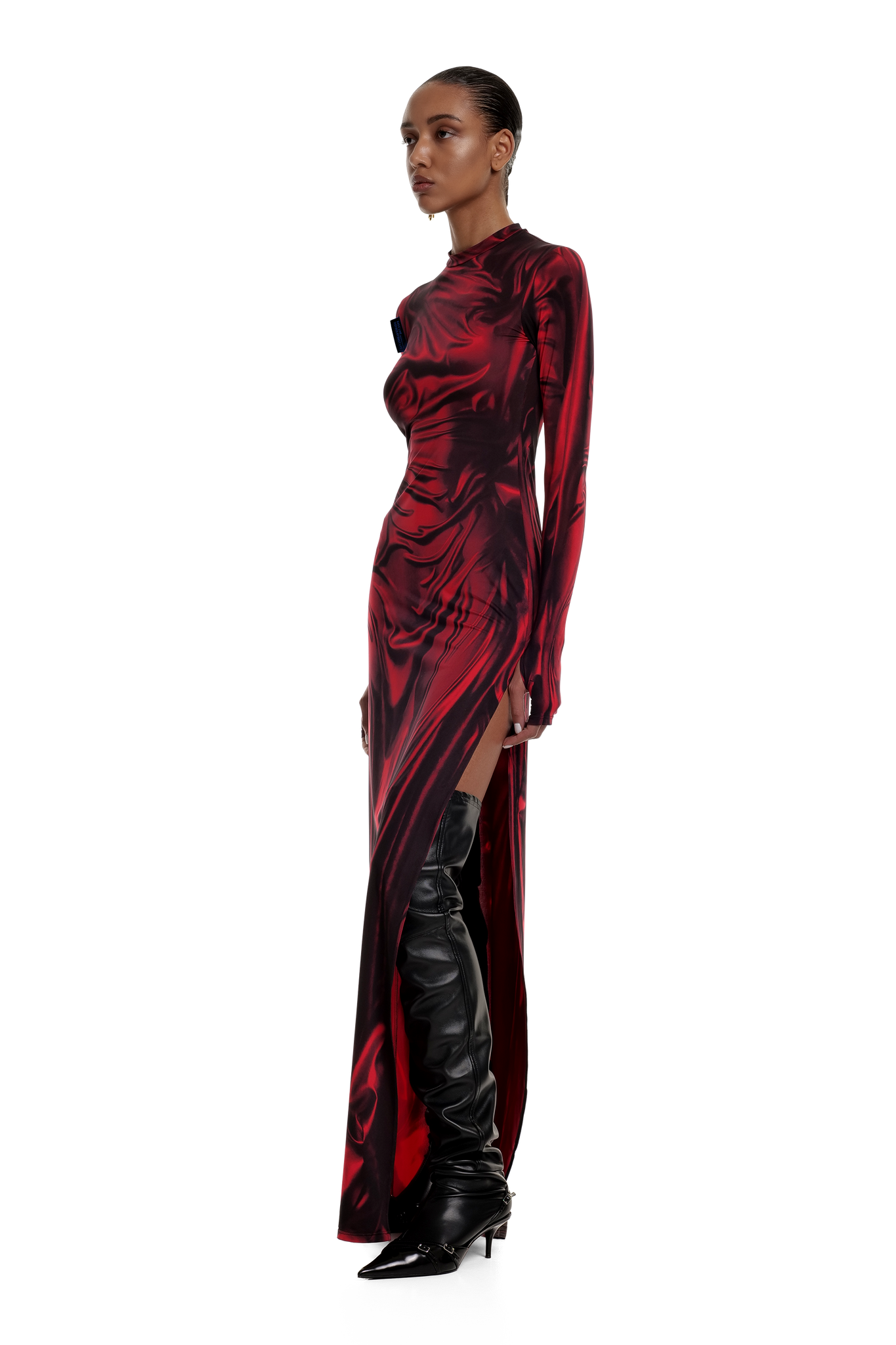 Red Wetlook Maxi Dress