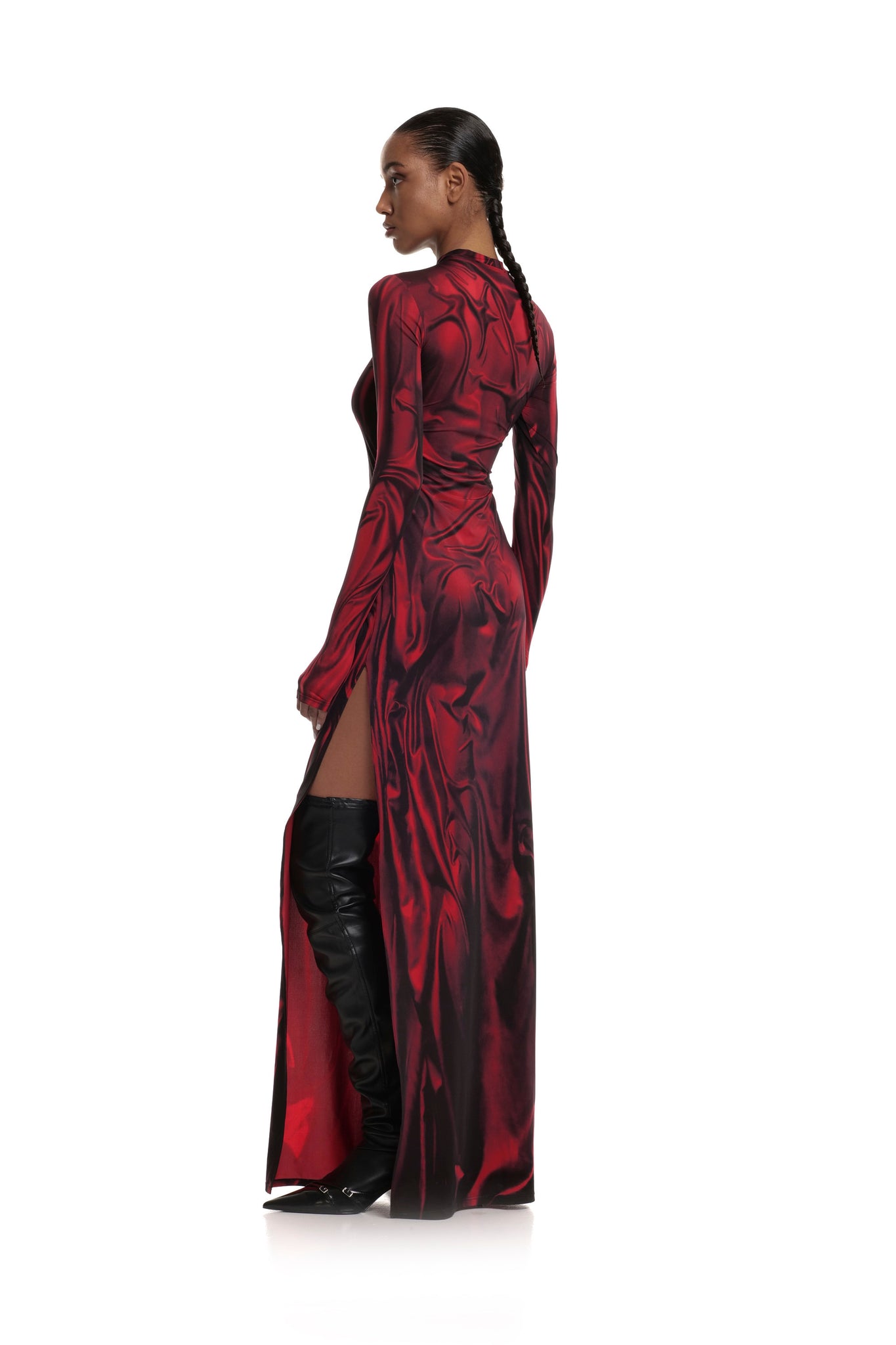 Red Wetlook Maxi Dress