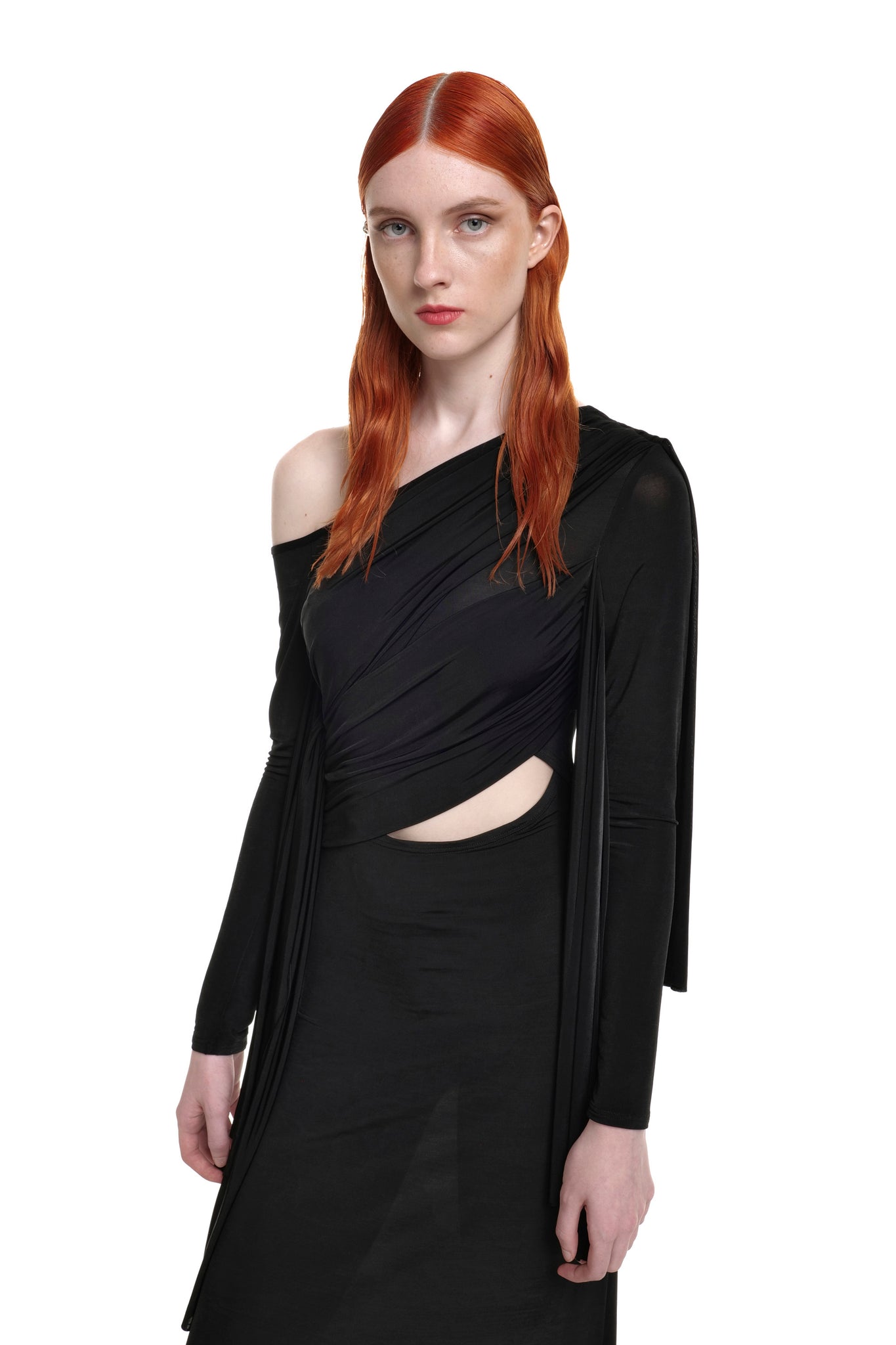 Black draped maxi dress
