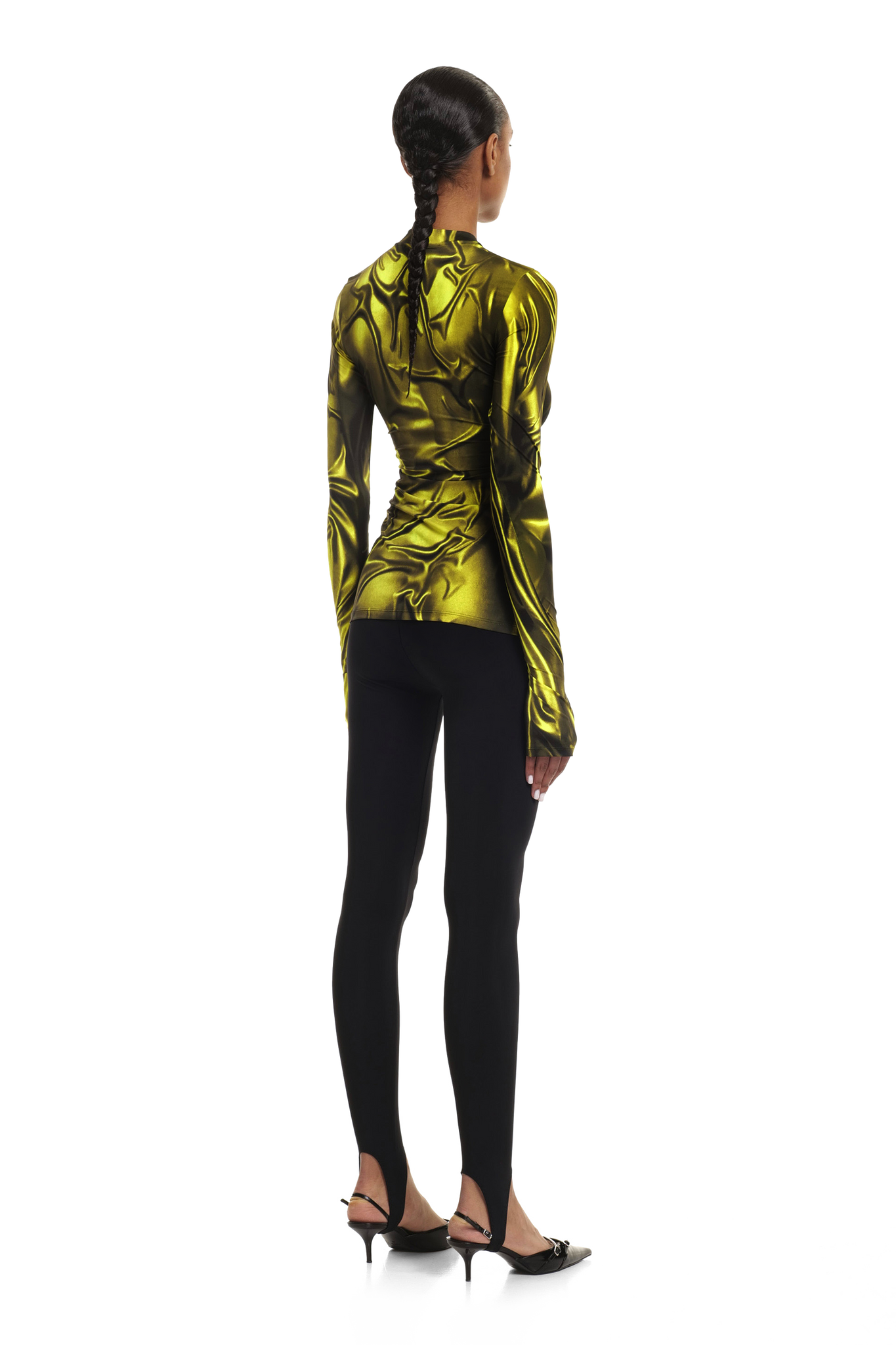 Yellow Wetlook Print Top