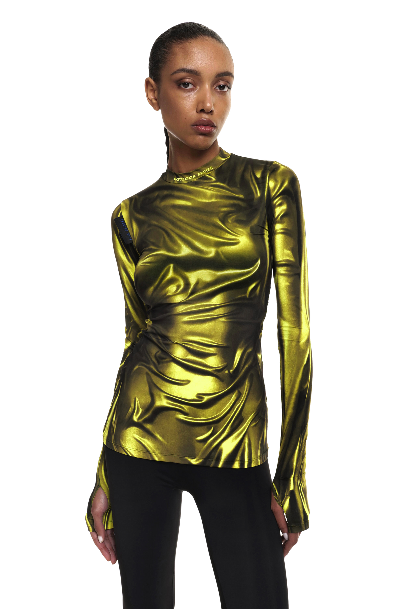 Yellow Wetlook Print Top