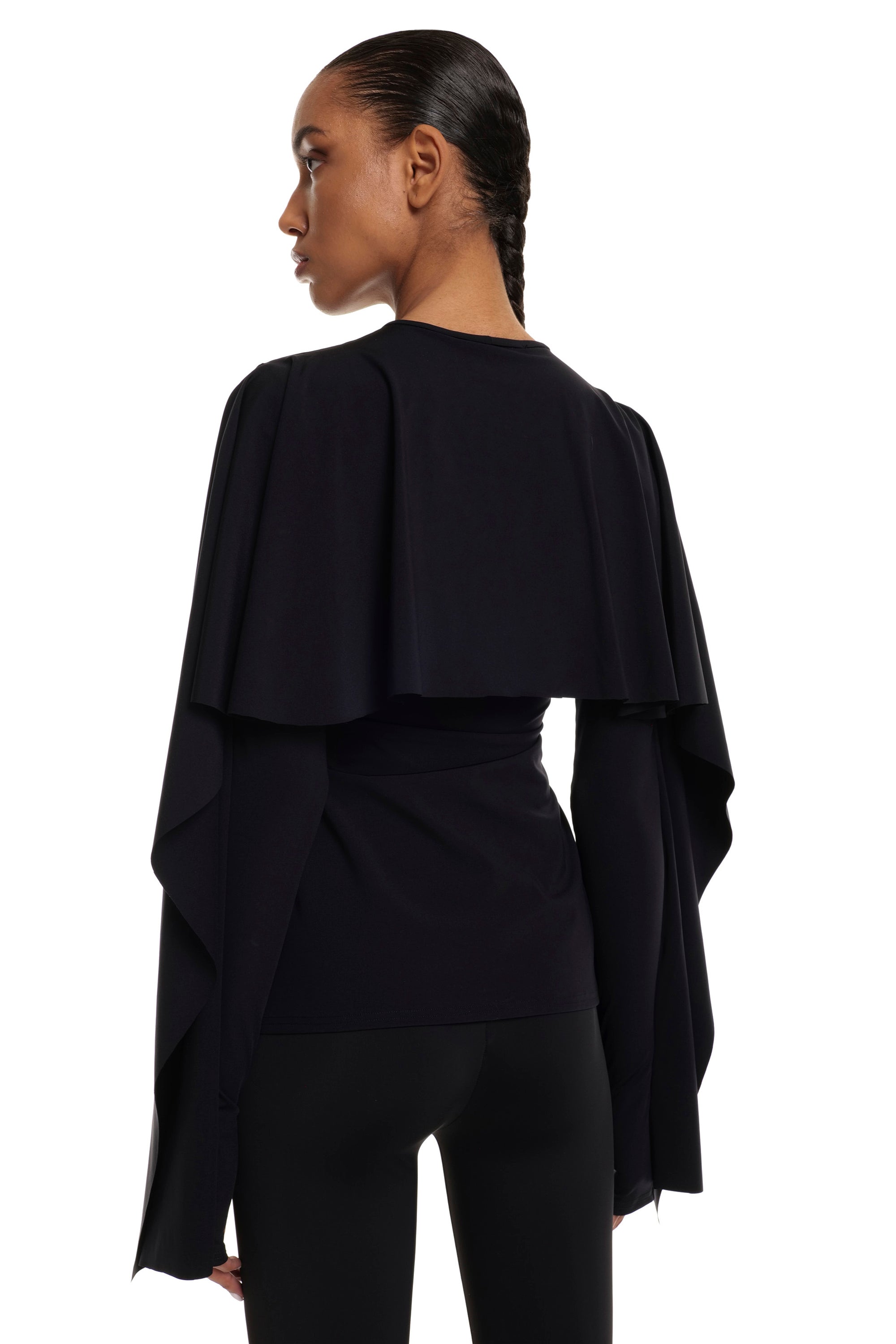 トップス CASEYCASEY RIBSTITCHSWEATER CREPE SUDAN Carissa Crossover Top - Black Crepe – Sirah The Label