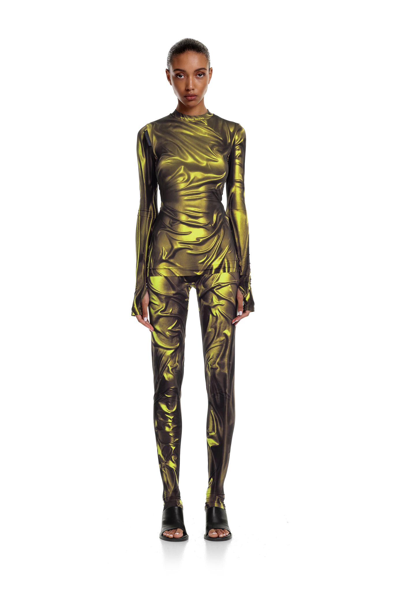 Yellow Wetlook Leggings