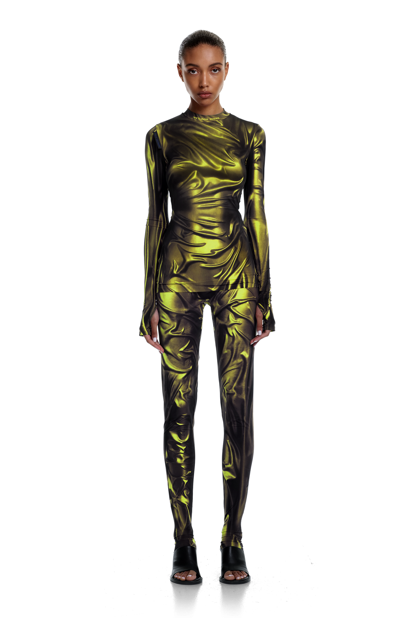 Yellow Wetlook Leggings