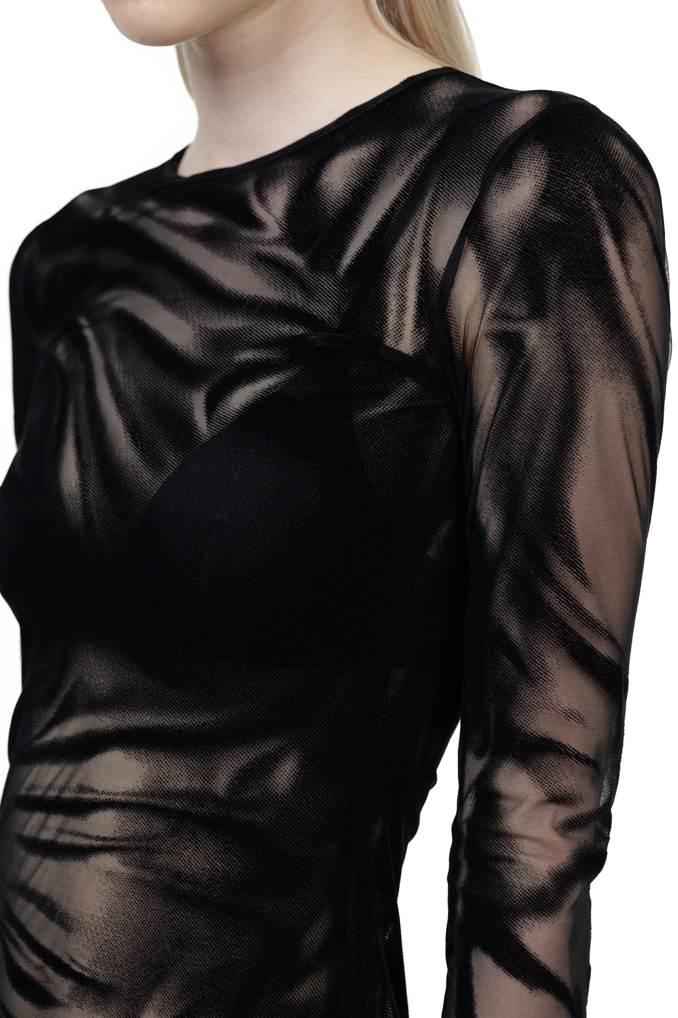 Low Hips Black Velvet Dress