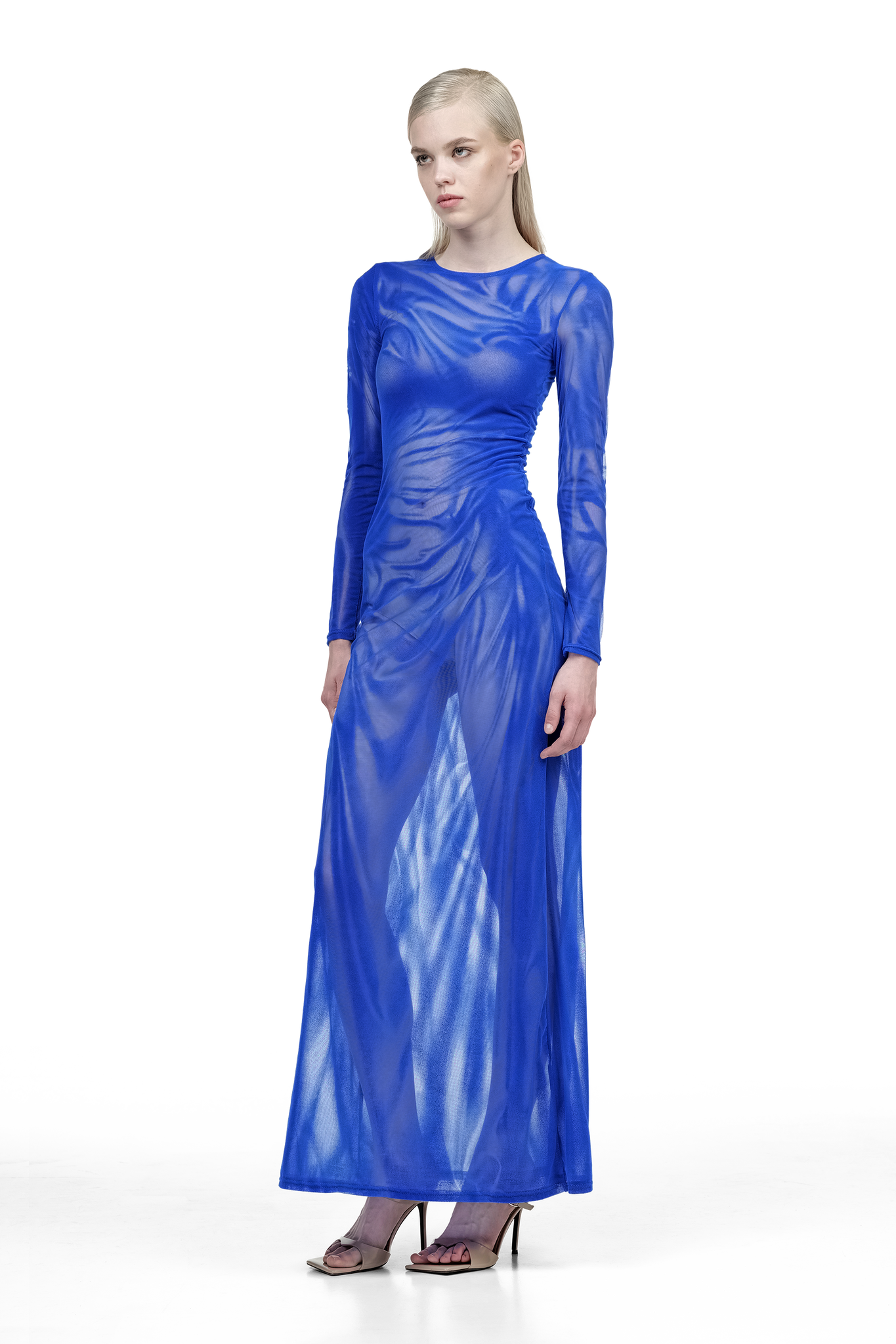 Blue Distressed Wetlook Dress