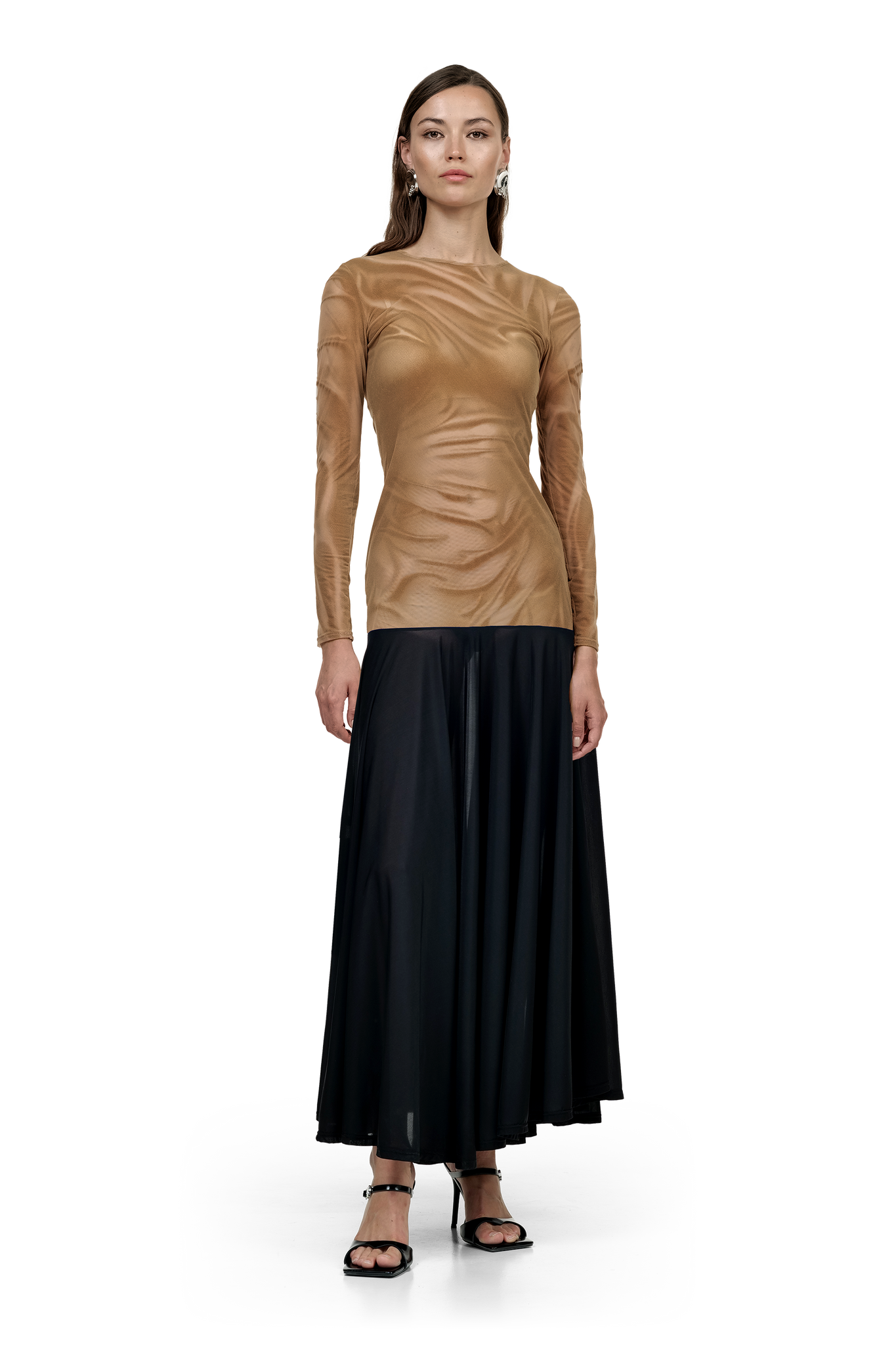 Low Hips Beige Velvet Dress