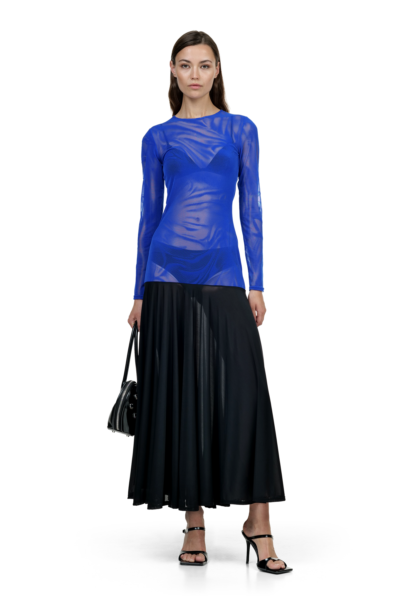 Low Hips Blue Velvet Dress