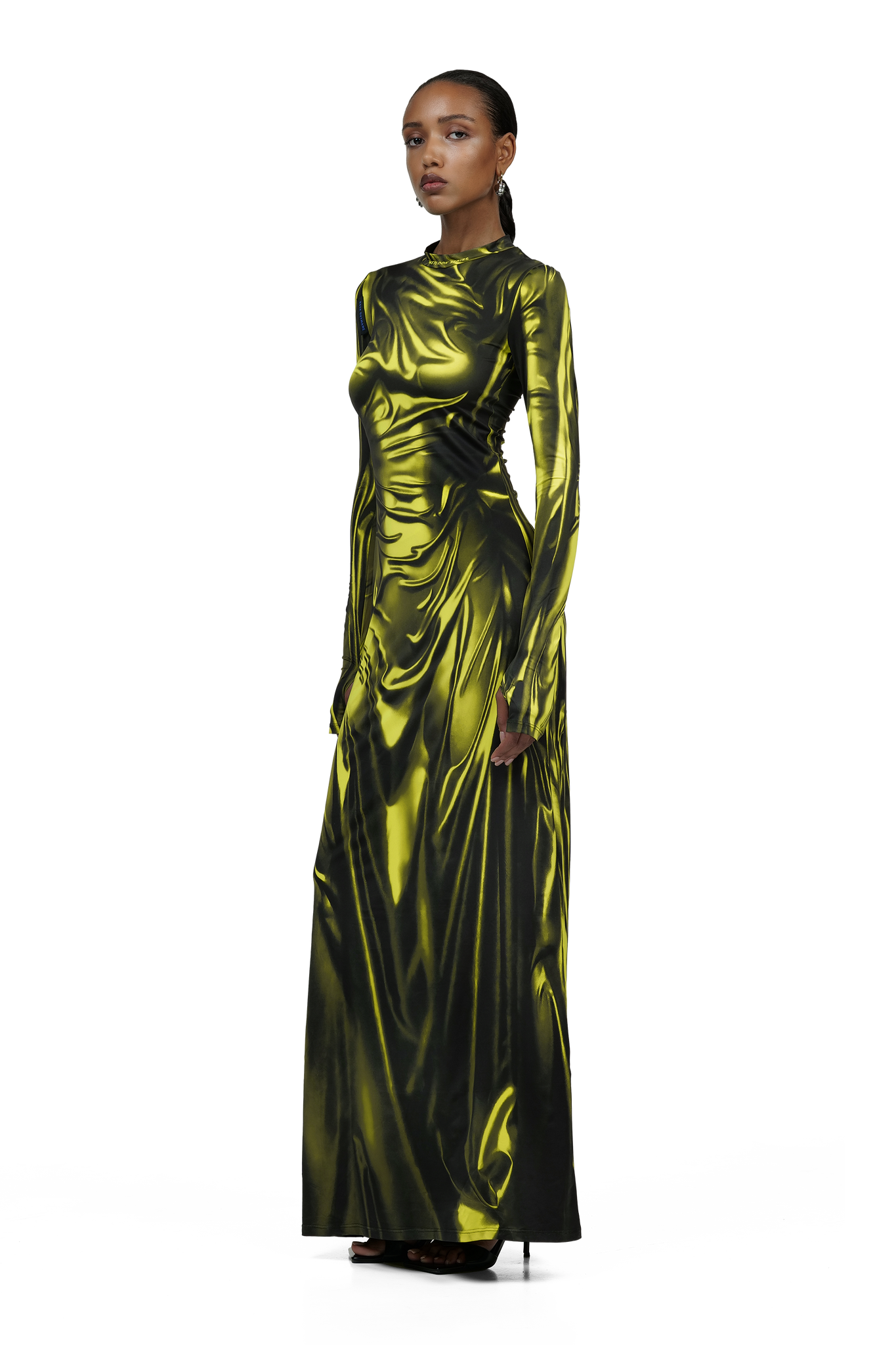 Yellow Wetlook Maxi Dress
