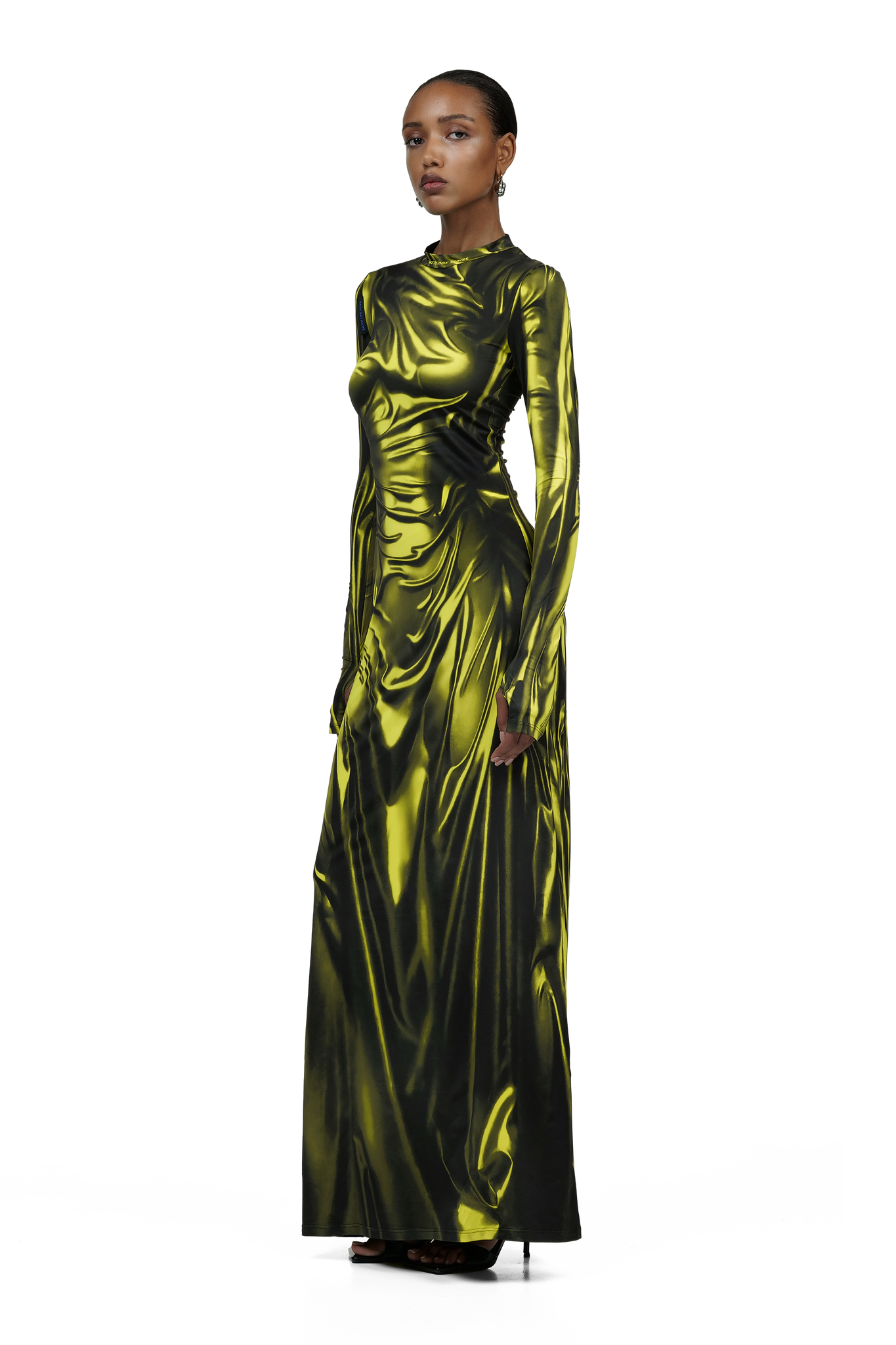 Yellow Wetlook Maxi Dress