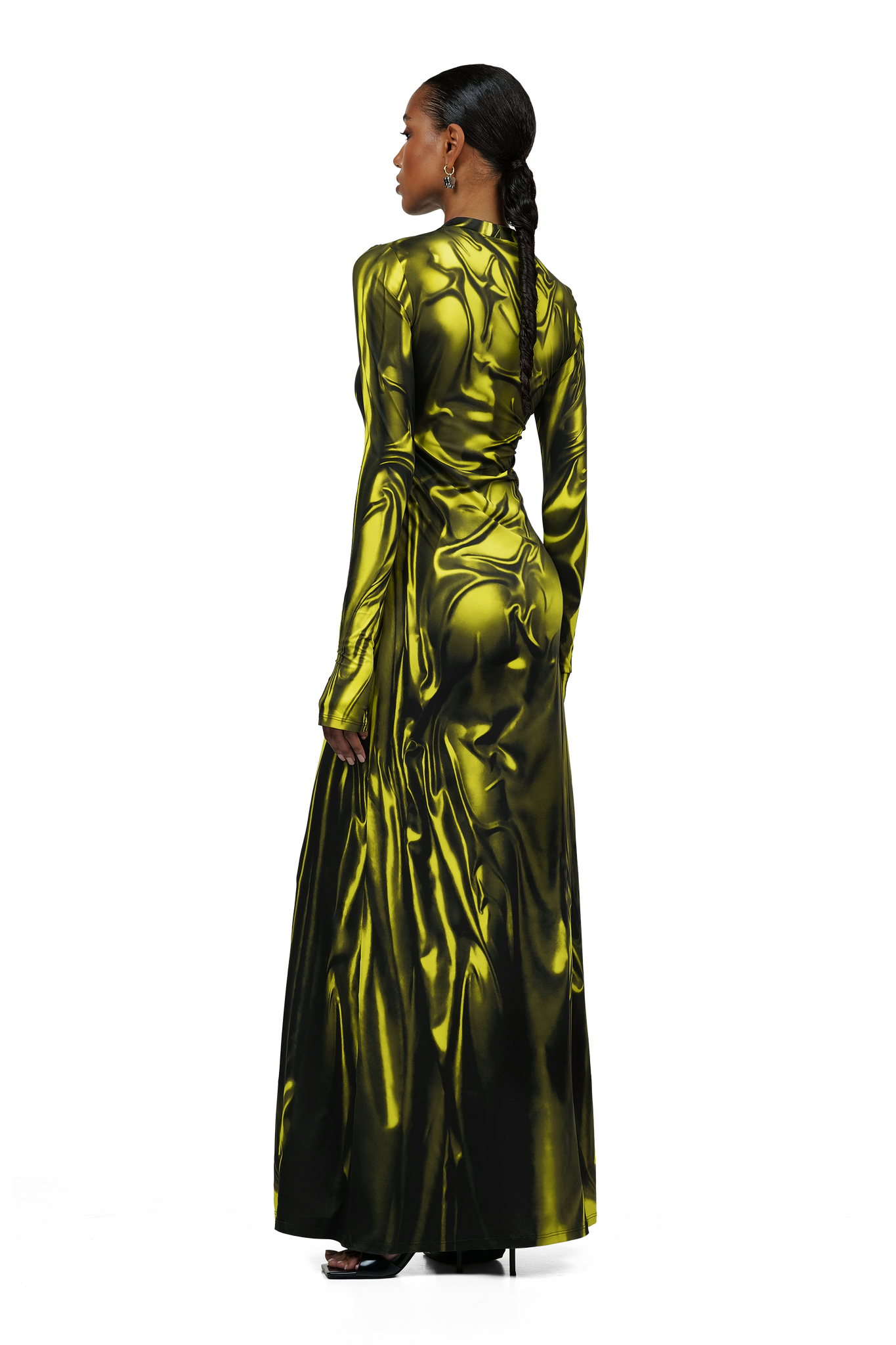 Yellow Wetlook Maxi Dress