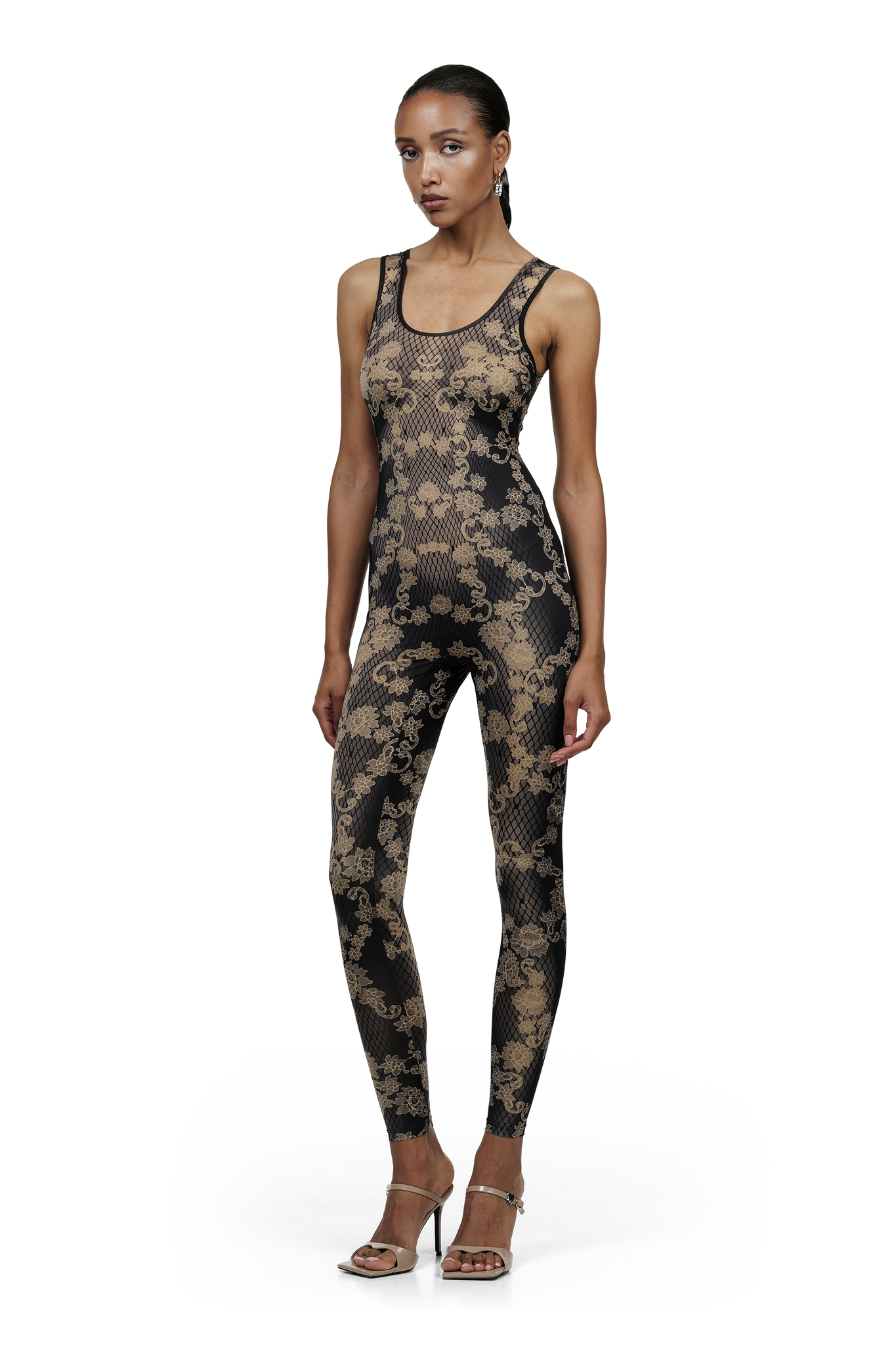 Beige Floral Jumpsuit