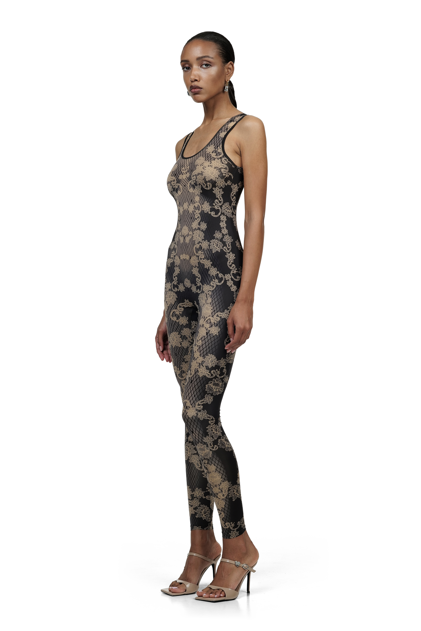 Beige Floral Jumpsuit