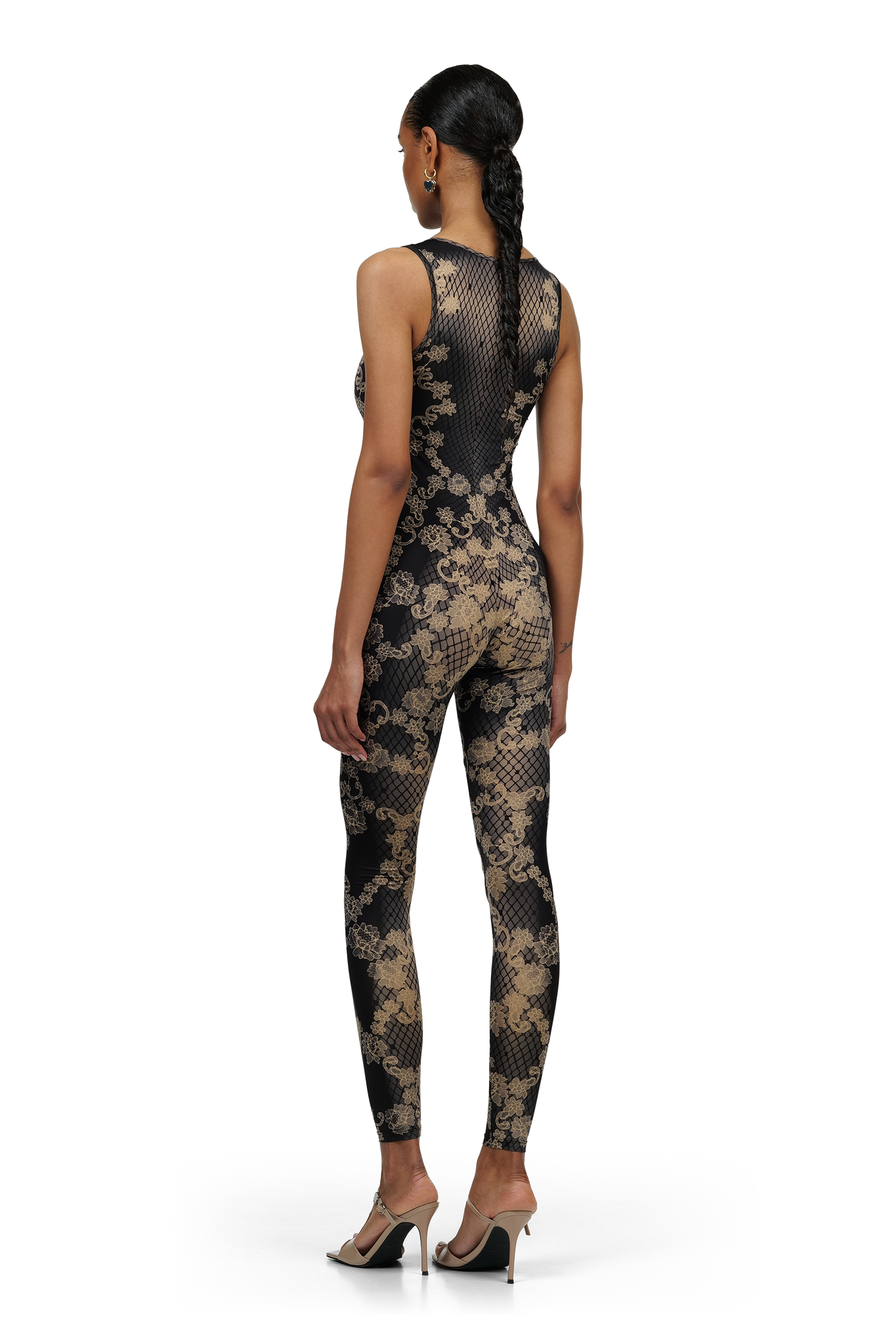 Beige Floral Jumpsuit