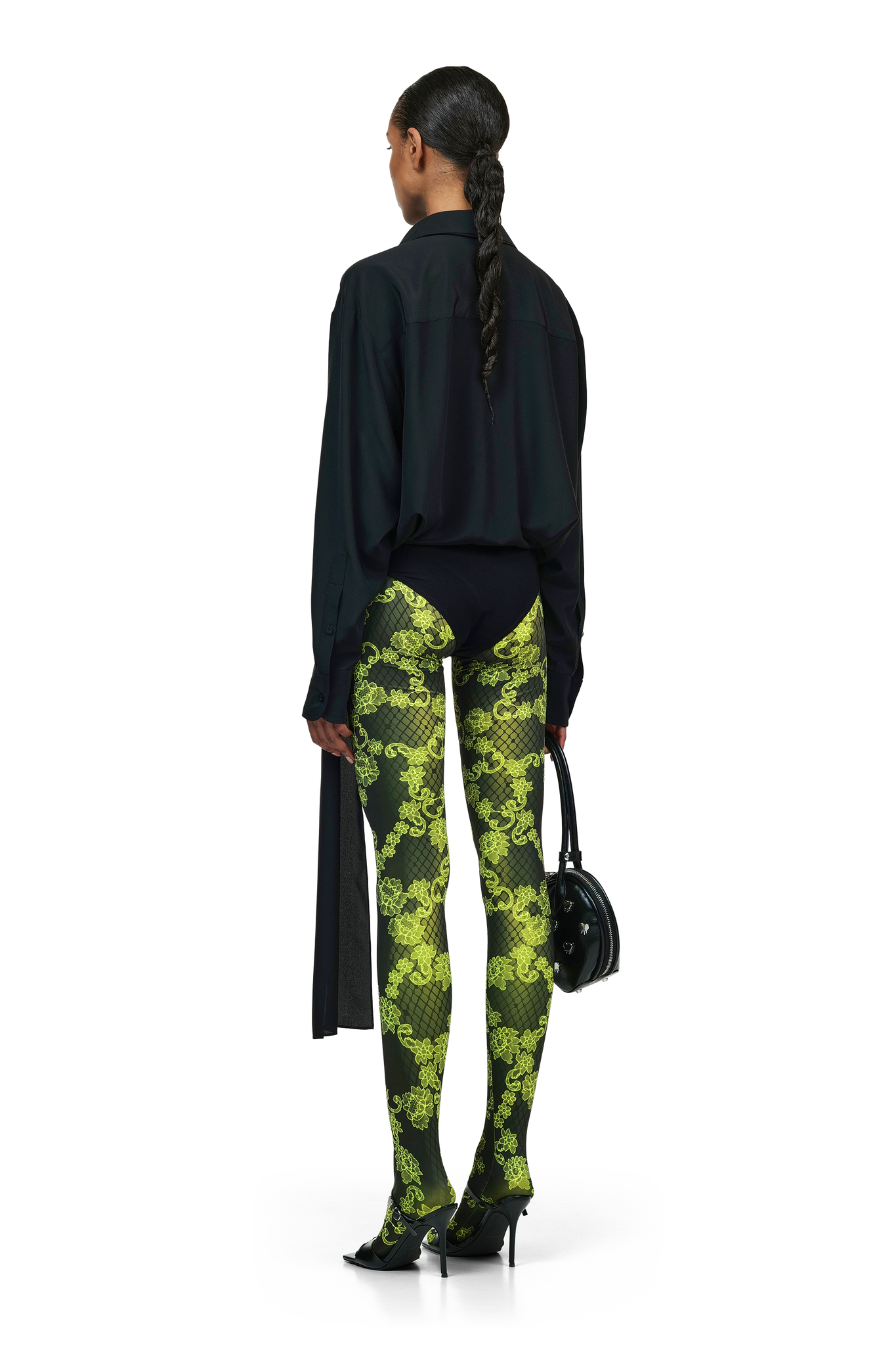 Black Bodysuit Blouse with Scarf