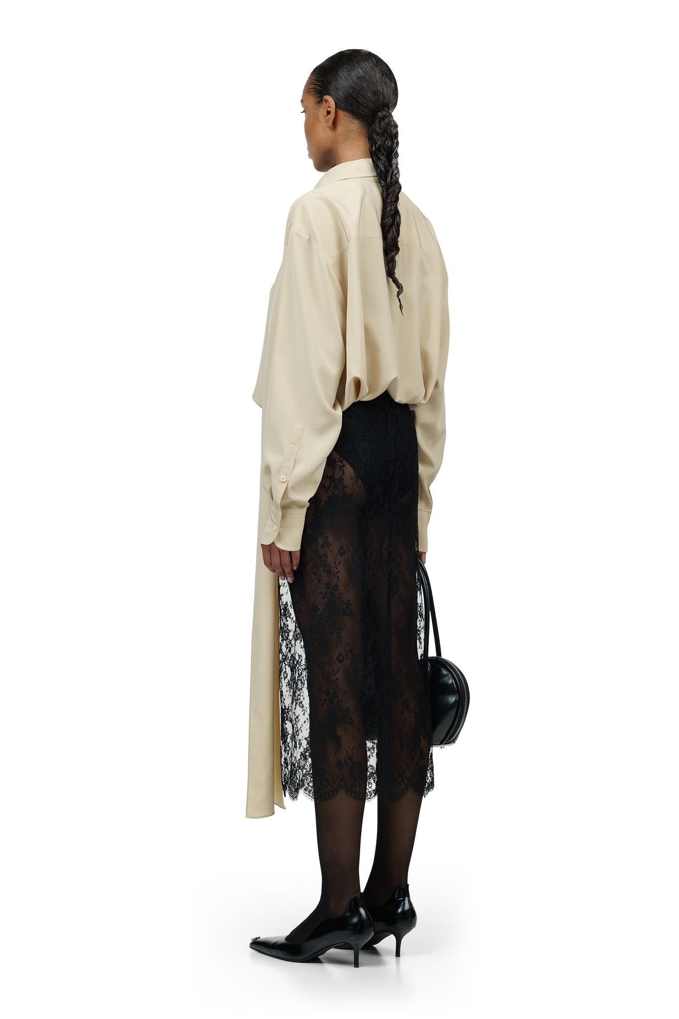 Beige Bodysuit Blouse with Scarf