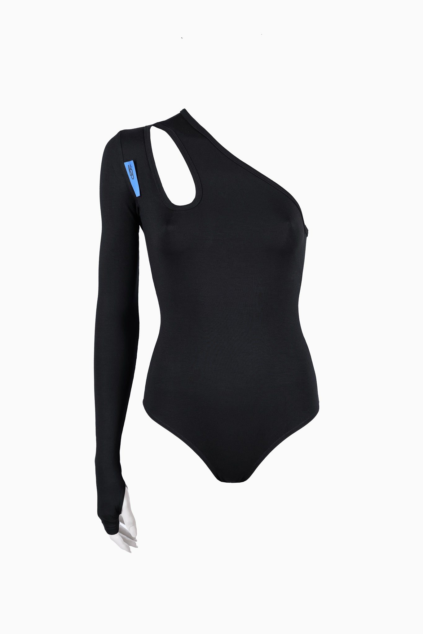 Black one-shoulder cut-out detail bodysuit