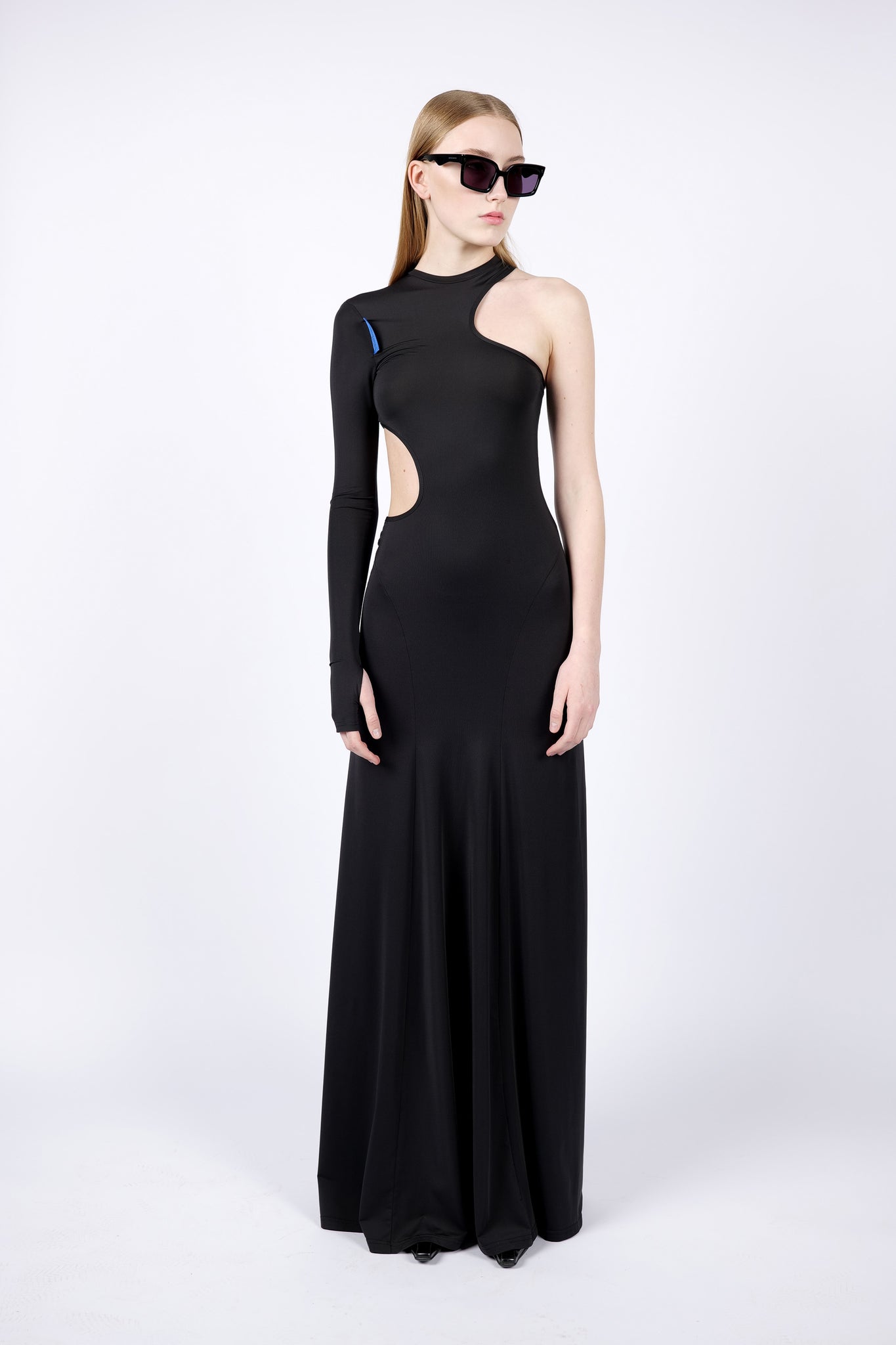 One Shoulder Black Maxi Dress