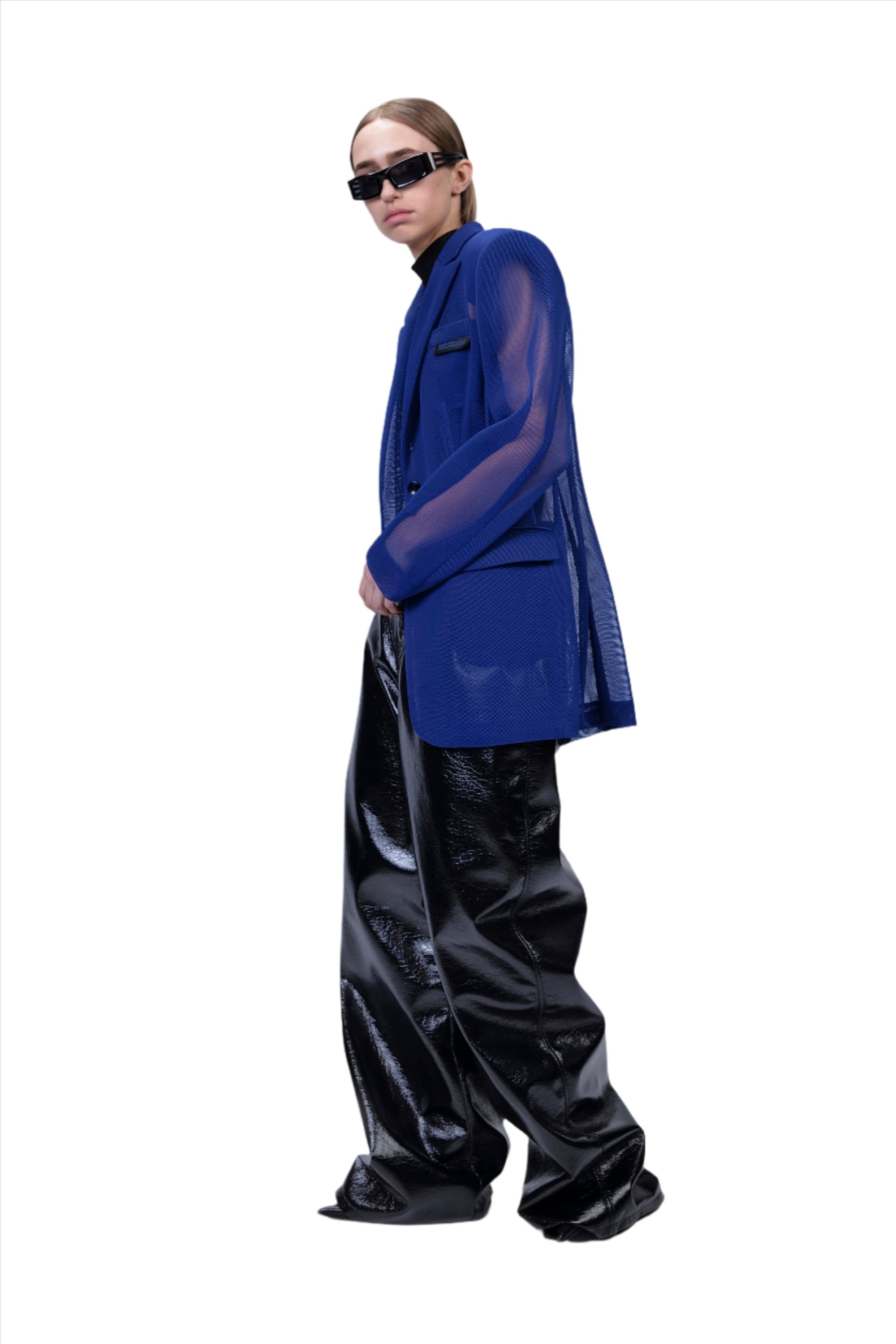 Blue Transparent single-breasted blazer – KETA GUTMANE